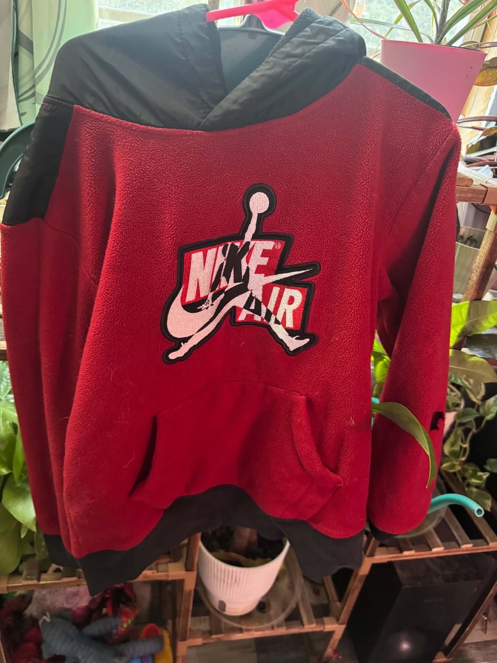 Nike Red and Black Crewneck Fleece Pullover